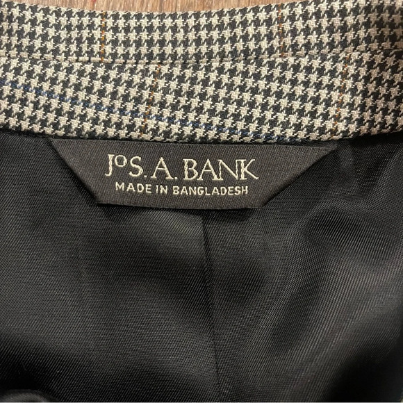 Jos A Bank Men’s 44R Blazer Jacket Houndstooth Silk/Wool Blend Business Career - Picture 3 of 11